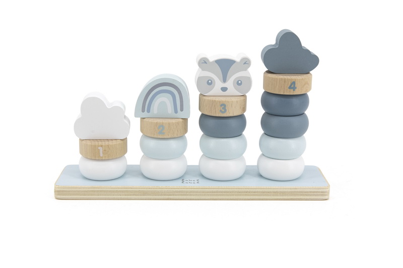 Kopie van Little stacking rings-Blue Label Label Drvena didaktička slagalica sa obručima - Blue - Image 1