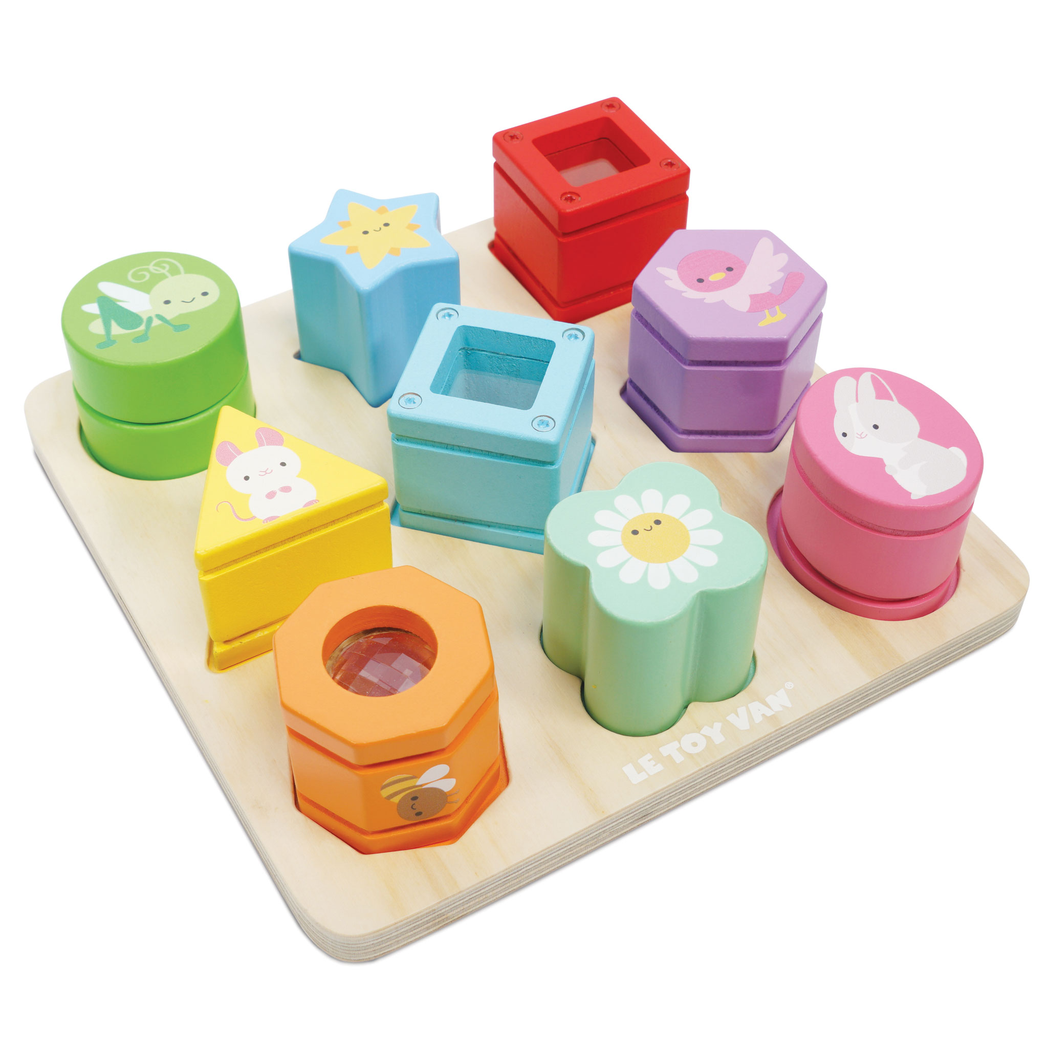 PL089-sensory-shapes-multi-coloured-matching-board Le Toy Van Petilou senzorni oblici - Image 1