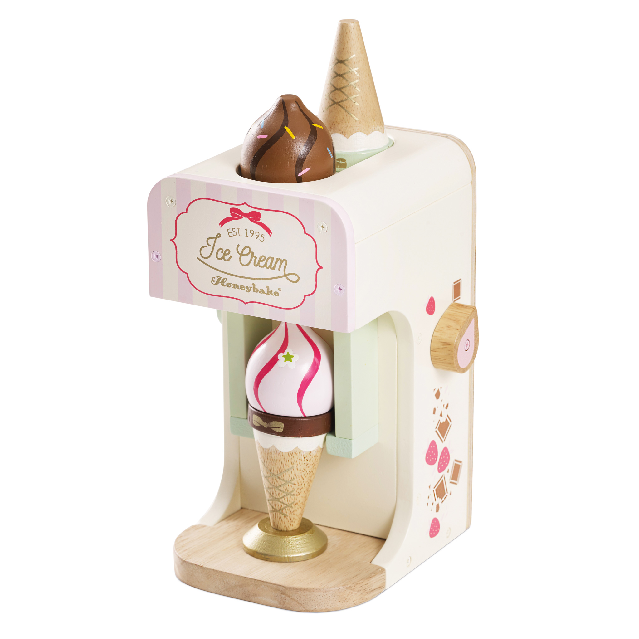 TV306-ice-cream-machine-on-white-retro-machine-pink Le Toy Van Drveni Retro aparat za sladoled - Image 1