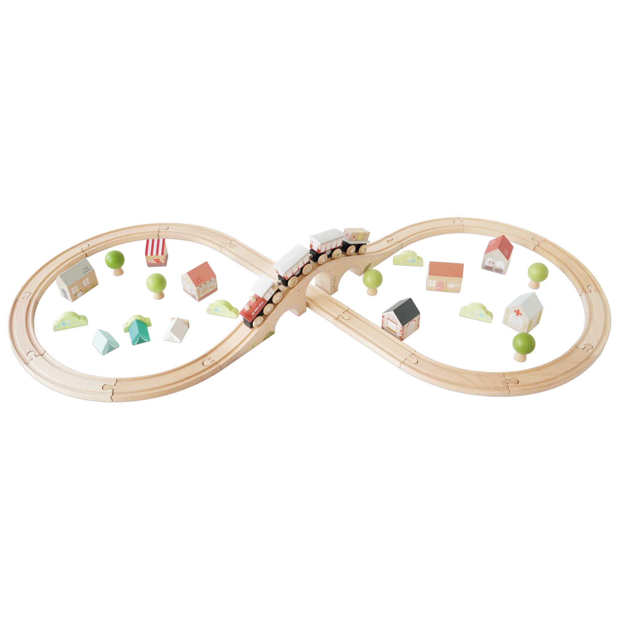 TV702-figure-of-8-train-track-full-layout Le Toy Van Drveni set vozića i željeznička staza s gradskim motivima