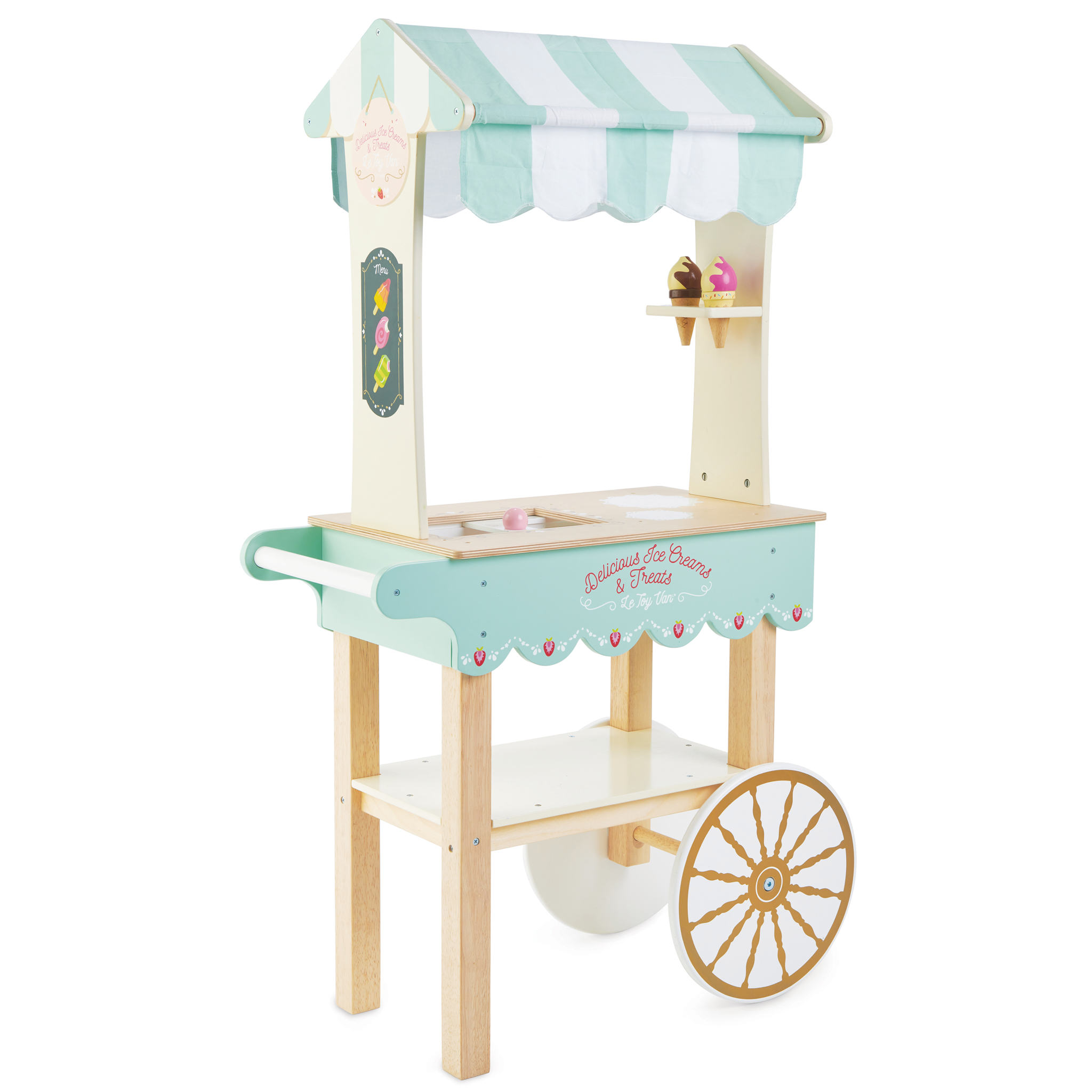 TV327-Ice-Cream-Trolley-Freezer-Mint-Wooden-Toy Le Toy Van Drvena kolica - prodavnica sladoleda - Image 1