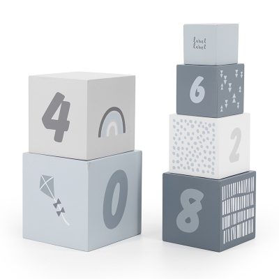 Label Label Drvene kocke za slaganje piramide sa brojevima - Blue