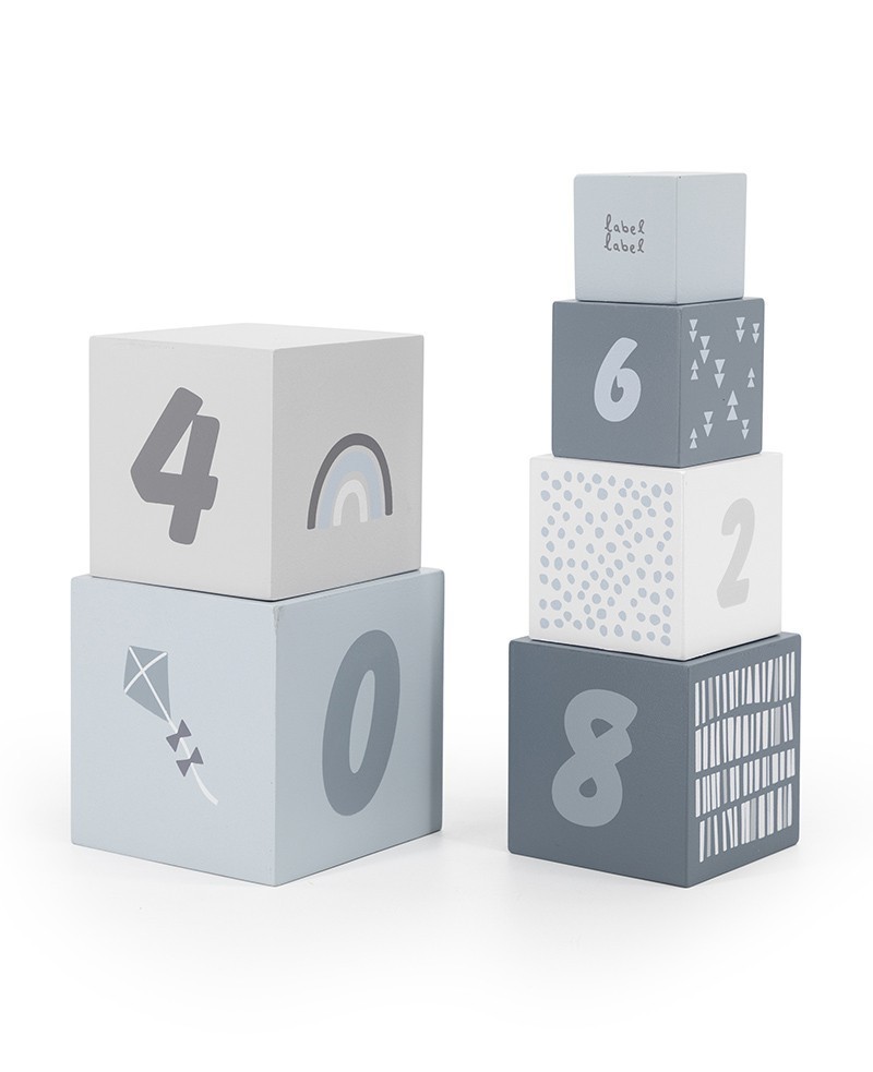 LLWT-25316-05 Label Label Drvene kocke za slaganje piramide sa brojevima - Blue - Image 1