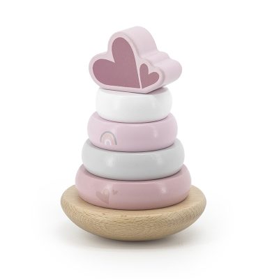 Label Label Drveni balansirajući toranj s obručima - Pink