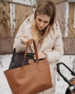 Elodie kožna torba za previjanje Chestnut Leather - Platinum proizvod - Image 4