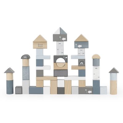 Label Label Drvene kocke za gradnju 50 kom - Blue