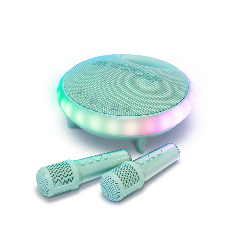 KIDYKARAOKE-01-06-1800 Kidywolf KIDYKARAOKE - Prenosni Karaoke set s 2 mikrofona - Green - Image 1