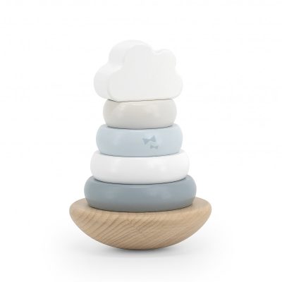 Label Label Drveni balansirajući toranj s obručima - Blue