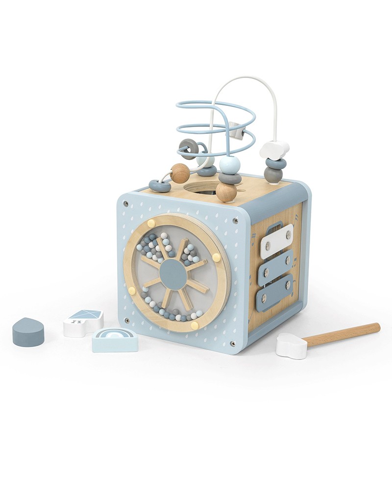 LLWT-34307-01 Label Label Drvena aktivnosna kocka - Blue - Image 1