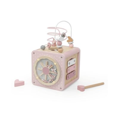 Label Label Drvena aktivnosna kocka - Pink