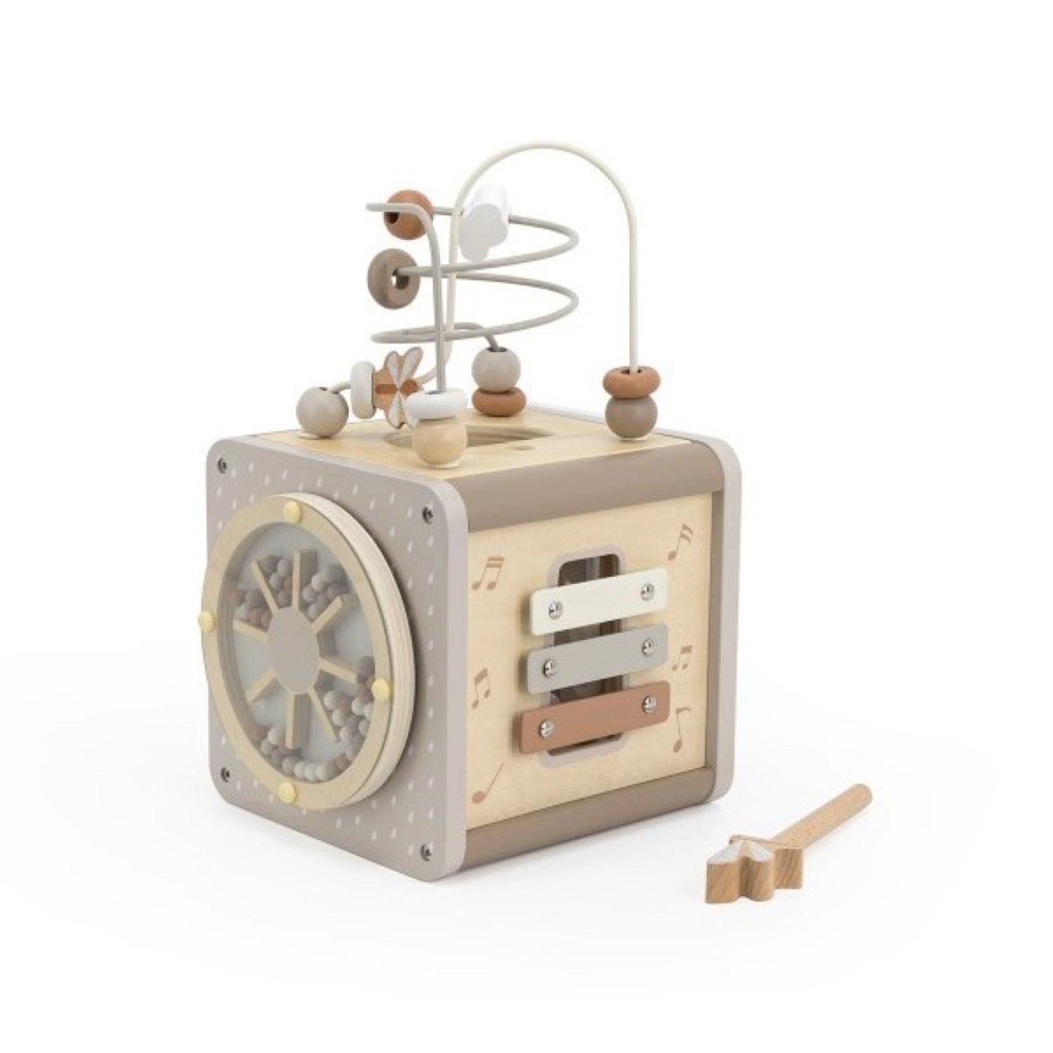 LLWT-37131-01 Label Label Drvena aktivnosna kocka - Nougat - Image 1