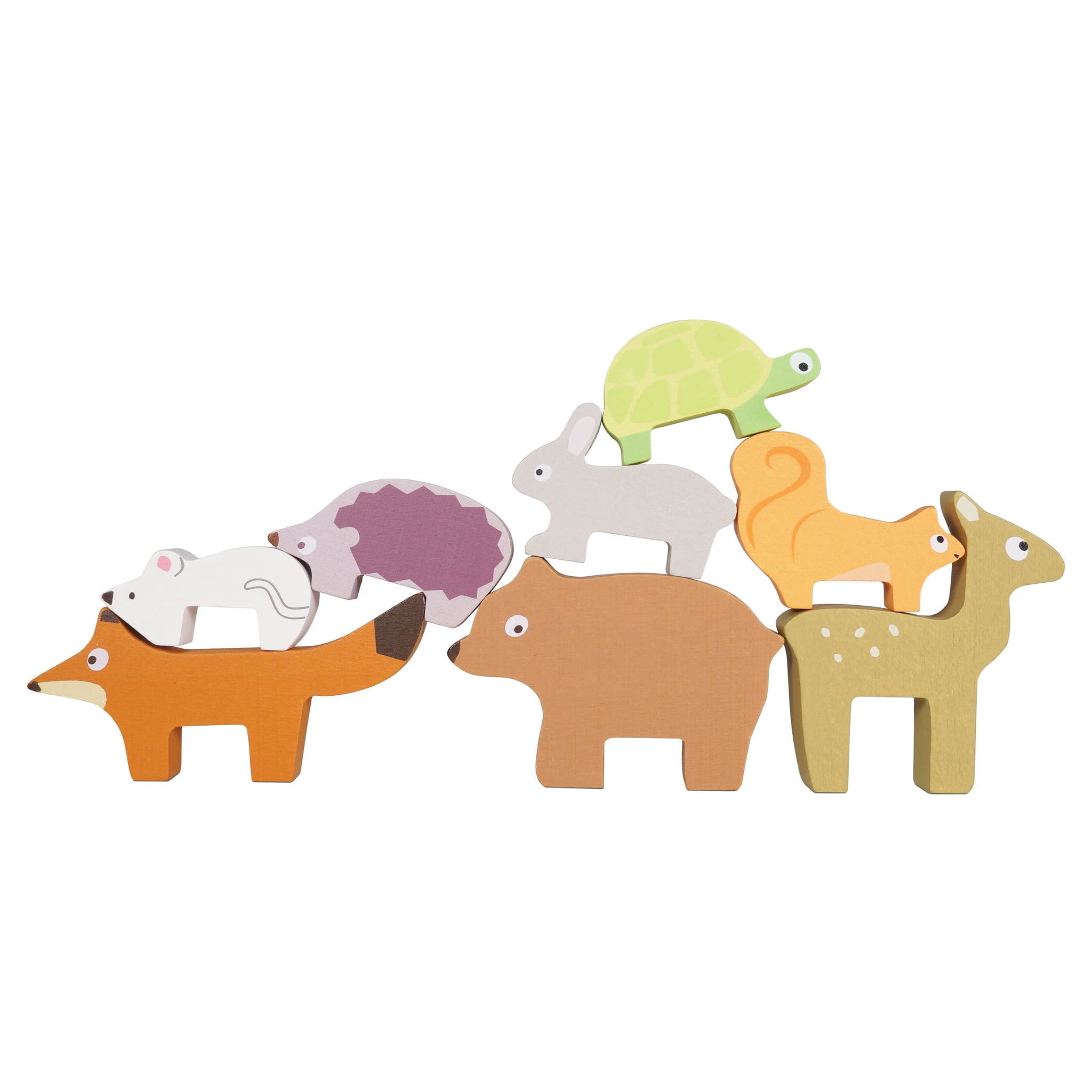 PL087-forest-stacker-fsc-wooden-animal-lined-up-2021 Le Toy Van Drvene životinjice za slaganje - Šumski svijet - Image 1