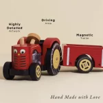 Le Toy Van Crveni drveni traktor sa prikolicom - Bertie - Image 3