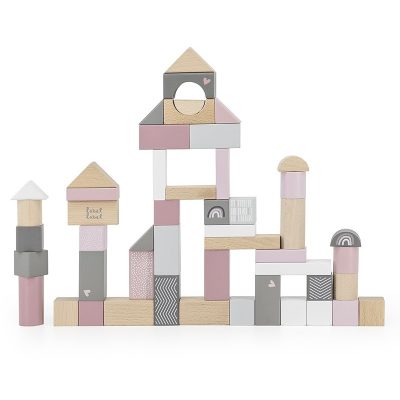 Label Label Drvene kocke za gradnju 50 kom - Pink