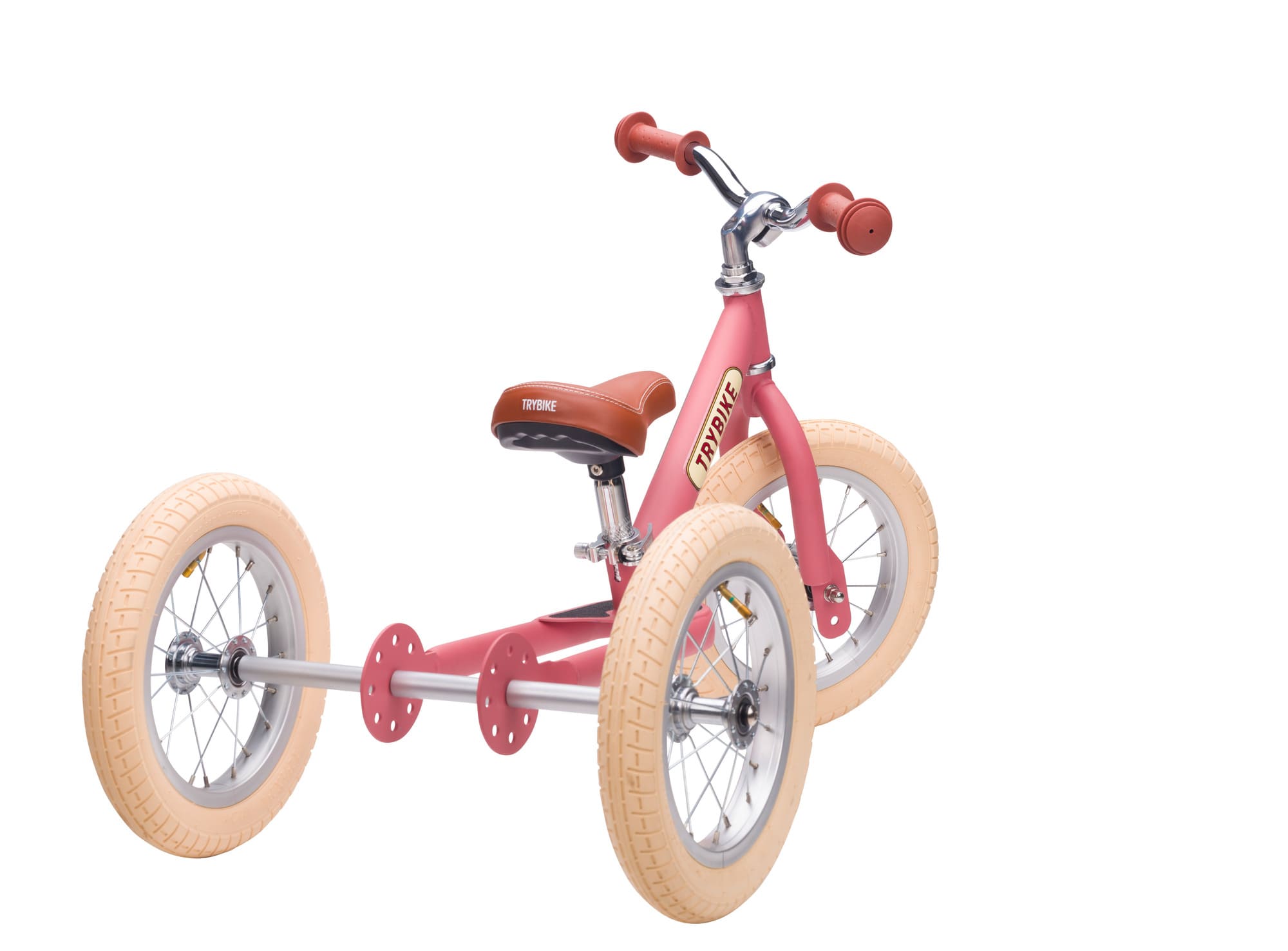 Trybike 3 wheeler matt pink (13) Trybike Tricikl i balans bicikl – Steel Vintage Pink Matt - Image 1