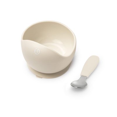 Elodie Set silikonska zdjelica i kašikica – Vanilla White