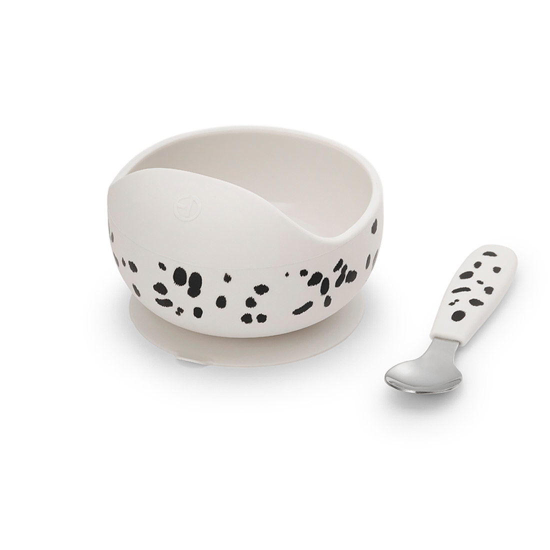 7333222020918-60245205416NA-Silicone-Bowl-Set-Dalmatian-Dots-PP kopia Elodie Set silikonska zdjelica i kašikica – Dalmatian Dots - Image 1