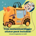 Trunki Glide dječiji kofer 3u1 – bager Doug Yellow - Image 8