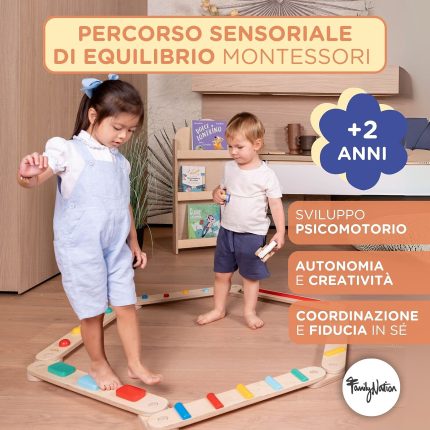 Family Nation Montessori drvena senzorna staza za ravnotežu – 14 dijelova
