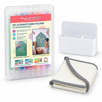 Family Nation MagneKids™ set krede bez prašine + krpa i magnetni držač – 12 kom