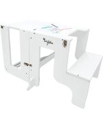Family Nation Montessori toranj 3u1 White – magnetna tabla + sto i stolica