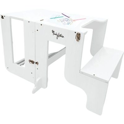 Family Nation Montessori toranj 3u1 White – magnetna tabla + sto i stolica
