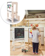 Family Nation Montessori toranj 3u1 White – magnetna tabla + sto i stolica - Image 8